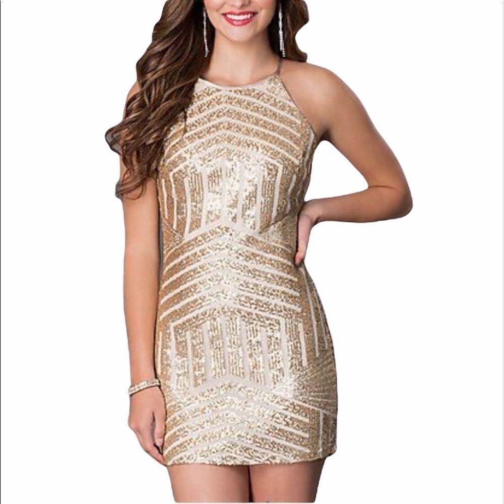 🆕 Sequin Hearts NWT 13 juniors gold ivory dr…